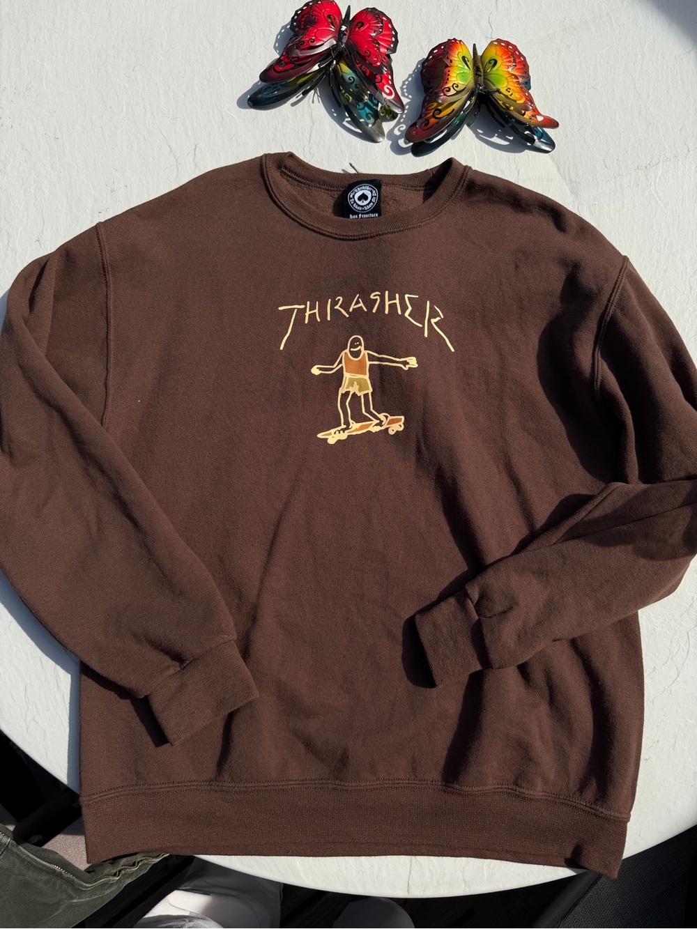 Thrasher Men's Brown Crewneck Sweatshirt - Gonz Skate Graphic M